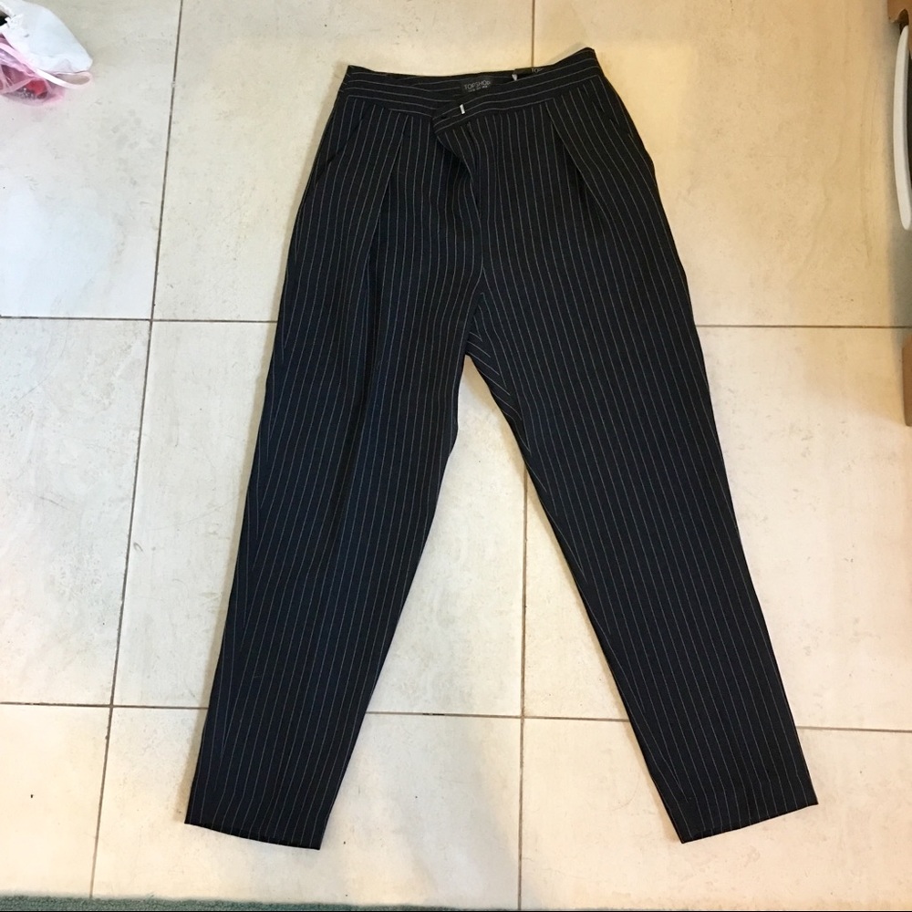 Topshop Tapered Pinstripe Trousers